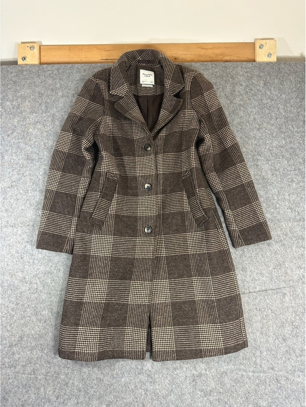 Abercrombie & Fitch The Dad Coat Wool Blend Mid Length Jacket Womens S